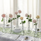 NUPTIO Glass Bud Vases Centerpiece: 6 Pcs Small Flower Vase for Wedding in Bulk - Cute Clear Ribbed Vase for Party Events Home Table Decor