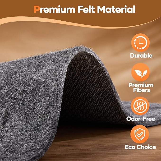 Veken Non Slip Cushioned Rug Pad Gripper 8 x 10 Ft, Felt and Silicone Backing, 1/4 inch Thick Carpet Liner for Hardwood Floors and Finishes, Under Area Rugs Anti Skid Mat, Keep Rugs Safe and in Place