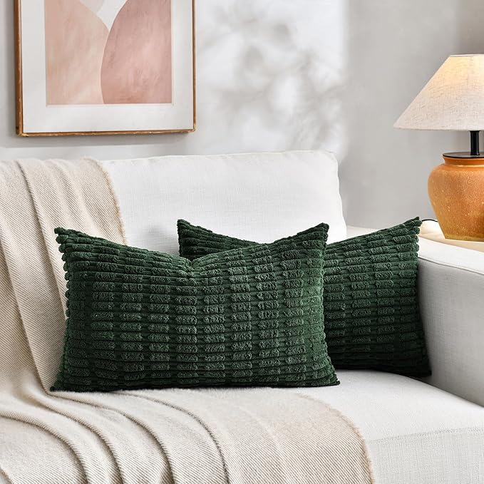 Fancy Homi 4 Packs Decorative Throw Pillow Covers for Living Room Couch Bed, Modern Farmhouse Boho Home Décor Accent Cushion Case, 24" x 12", Green Series