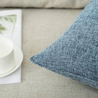 HPUK Linen Throw Pillow Covers Pack of 2, 18x18 Inch Accent Cushion Covers for Living Room, Bedroom, Decorative Solid Color Pillow Covers for Couch, Sofa, Chair, Blue