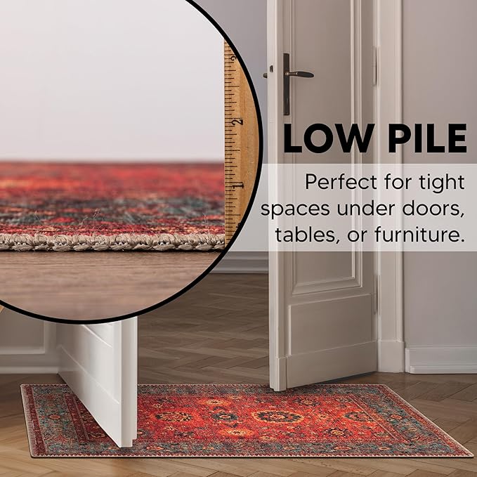Keen Home Design 2x3 Rug - Machine Washable Entry Rug with Non-Slip Backing, Ideal for Enteryway, Kitchen, Bathroom, Laundry Room - Vintage, Easy Clean, Durable, Low Pile Rug - (2' x 3')