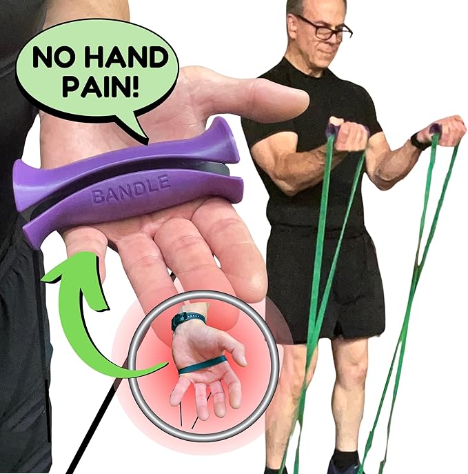 Bandle™ - True Ergonomic Handles for Resistance Bands | Unleash The Full Potential of Pain-Free, Full-Body Workouts | Durable & Comfortable for High-Intensity Training (2 Handles)