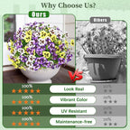 MARTINE MALL 12 Bundles Look Real Artificial Flowers for Outdoors, Realistic Fake Outdoor Flowers, UV Resistant Silk Pansy Flowers for Outside Faux Flower Plants for Outdoor Porch Garden, Mixed Colors