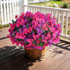 Faux Bougainvillea Artificial Flowers Plants for Outdoors, 4 Bundles Spring Fake Outdoor Flowers Silk Bougainvillea for Outside UV Resistant Realistic for Porch Patio Window Planter Garden Home, White