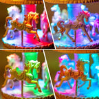Enchanting Pink Carousel Music Box with LED Lights, Plays Castle in the Sky, Elegant Rotating Horse Figurines, for Girls, Women, and Romantic Occasions, Collectible Home Decor Ornament
