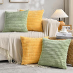 Fancy Homi 4 Packs Decorative Throw Pillow Covers for Living Room Couch Bed, Modern Farmhouse Boho Home Décor Accent Cushion Case, 16" x 16", Yellow Green Series