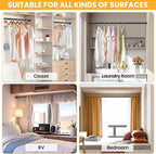 2 Pack Closet Rods for Hanging Clothes, 17-39 Inch No-Cut Stepless Adjustable Closet Rod, 1.3 Inch Heavy Duty Metal Closet Hanging Rod with Brackets, Closet Bar for Closet, Laundry Room, RV, Wardrobes