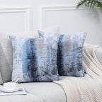 Blue and Grey Throw Pillow Cover Pack of 2, Abstract Art Gallery Modern Decorative Cushion Cover for Bedroom Sofa Living Room(16 x 16 Inch,Blue and Grey)