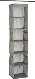 Amazon Basics 6-Tier Hanging Closet Shelf Organizer With Pockets, 8.5" D x 12" W x 9" H, Grey | Organizer, With Pockets