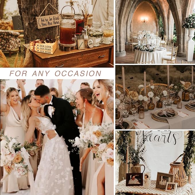 3 Pieces Wooden Decorative White Books, Rustic Farmhouse Faux Books for Coffee Table Shelves with Wood Bead Tassels and Leaves, 7'x 4.6'x 2.5' (Our Love, Our Story, Our Home)