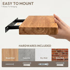Marsmiles 55 inch Floating Shelves for Wall Solid Elm Wood Wall Mounted Shelves|Rustic Long Floating Shelves with Invisible Bracket for Bathroom Kitchen|Rounded Edge|Natural, 1 Pack