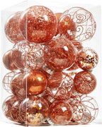 Wironlst Christmas Ball Ornaments Shatterproof Clear Large Plastic Hanging Ball Decorative Baubles Set with Stuffed Delicate Decorations (Multi-Siz, Orange)