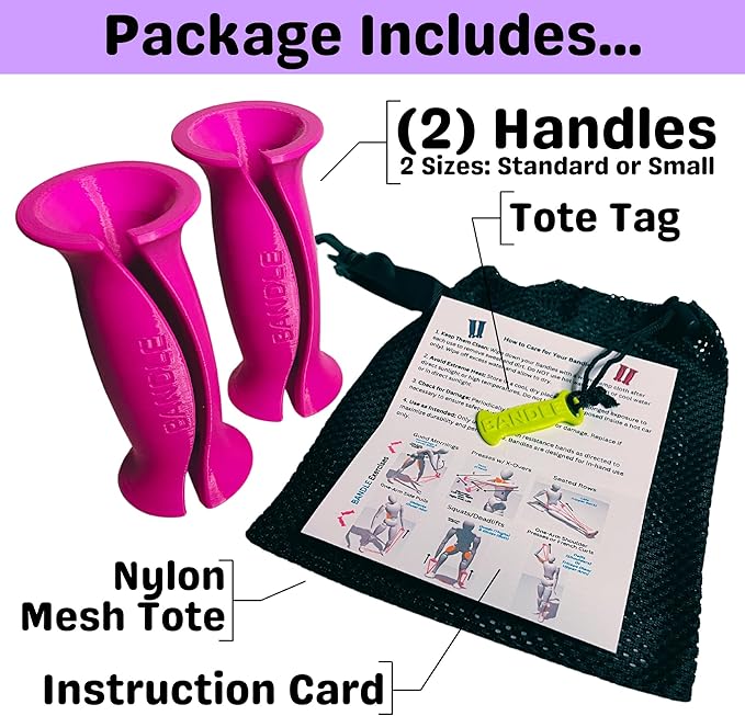 Bandle™ - True Ergonomic Handles for Resistance Bands | Unleash The Full Potential of Pain-Free, Full-Body Workouts | Durable & Comfortable for High-Intensity Training (2 Handles)