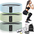 Wide Fabric Resistance Bands for Working Out, 3 Level Non-Slip Exercise Booty Bands for Women & Men Leg and Glutes with Hair Ties and Tape Measure - for Home Gym Workout, Yoga, Pilates