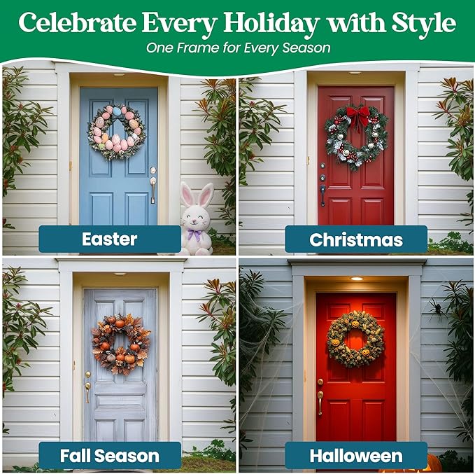 10-Pack 16 Inch Wire Wreath Frame – Round Metal Wreath Form with Ring Design for DIY Crafts, Floral Projects, and Home Decor – Dark Green Wire Frame for Christmas Holiday & Weddings