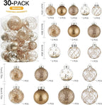 Wironlst Christmas Ball Ornaments Shatterproof Clear Large Plastic Hanging Ball Decorative Baubles Set with Stuffed Delicate Decorations (Multi-Size, Champagne)