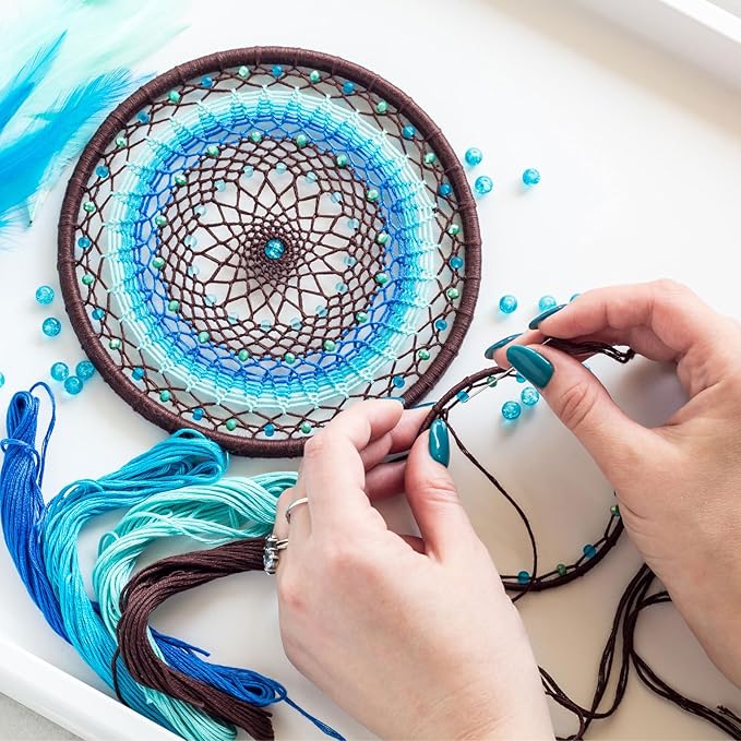 PATIKIL DIY Dream Catcher Kit, Making Dream Catcher Supplies Wall Hanging Handmade Dream Catcher Kits for Beginner Style 3, Red