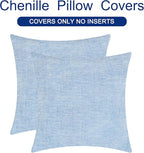 CaliTime Throw Pillow Covers Decorative 20 X 20 Inches Pack of 2 Cozy Chenille Cushion Cases for Couch Sofa Bed Living Room Home Baby Blue