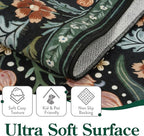 Moynesa Floral Area Rugs 4x6, Boho Washable Living Room Rugs, Non Slip Soft Rugs for Bedroom, Botanical Ultra Thin Entryway Throw Carpet for Kitchen Dorm Bathroom, Black