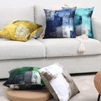 Dark Blue Abstract Art Artwork Pillow Cover, Gallery Modern Decorative Throw Pillows Cushion Cover for Bedroom Sofa Living Room 20 x 20 Inch Set of 2