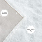 White Faux Fur Round Rug 4ft Fluffy Rabbit Fur Rug Machine Washable Circle Area Rugs for Living Room Bedroom Home Teen Room Nursery Décor