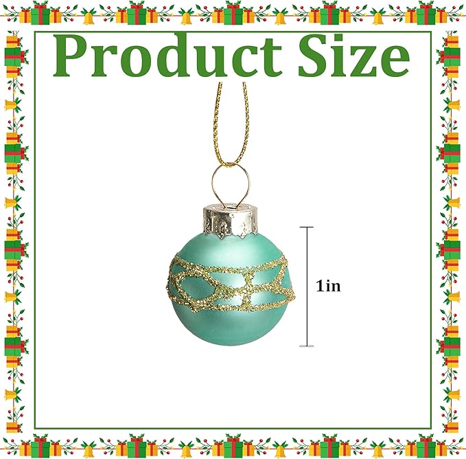 Watayo 24 Pcs Christmas Mini Multi Color Balls Glass Ornaments, 1" Mini Vintage Glittering Ball Hanging Ornaments for Tree, Red Green Gold Blue Glass Small Ball Tree Decoration for Xmas Home Decor