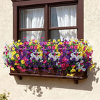 Ivydale 24 Bundles Artificial Flowers for Outdoors Faux Plants Spring Outdoor Decoration Faux Silk Morning Glory with Eucalyptus Realistic UV Resistant for Outside Porch Patio Window Garden Yard Home