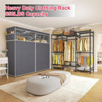 Raybee Clothes Rack with Cover,Portable Closet Heavy Duty,Metal Clothing Racks for Hanging Clothes Adjustable for Bedroom 66.5" Wx15.75 Dx74.8 H Black