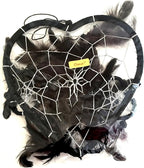 OMA Dream Catcher - Hand Made Purple Feather Dream Catcher Heart Shaped with Crystal Beads - 7" Diameter & 24" Long - OMA Federal (TM) Brand