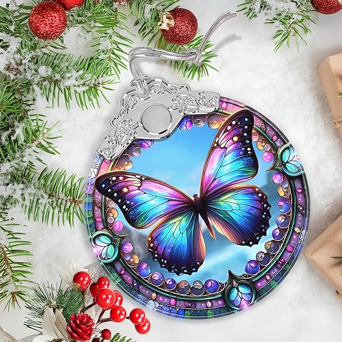Christmas Ornament - Stained Glass Butterfly - Home Decor - Holiday Present Ideas - Gift Exchange - Gorgeous Butterfly