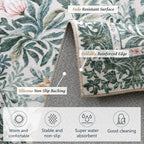 Botanical Floral Washable Entryway Area Rug 2x3 Light Green Cream Vintage Garden Design, Perfect for Soft Door Mat Indoor Entrance, Ultra-Thin Easy Clean Small Throw Carpet for Bedroom Bathroom