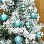 Emopeak 24Pcs Christmas Balls Ornaments for Xmas Christmas Tree - 4 Style Shatterproof Christmas Tree Decorations Hanging Ball for Holiday Wedding Party Decoration (Teal Blue, 2.4"/6.2CM)