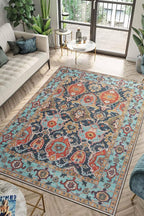 Keen Home Design 4x6 Rug - Machine Washable Area Rug with Non-Slip Backing, Ideal for Living Room, Dining Room, Bedroom - Vintage, Easy Clean, Durable, Low Pile Rug - (4' x 6')