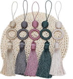 2 Pack Tassel 12 Inch Key Tassel with 4 Inch Cord Loop, Handmade Tassel with Wooden Ring, DIY Accessories for Home Decoration (Charcoal)