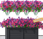 Artificial Flowers for Outdoors Decoration,20 Bundles Fake Morning Glory Petunias for Outside Artificial Faux Plants for Home Porch Patio Balcony Planter Yard Garden Dark Purple Light Purple