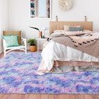 Rugs for Living Room 6x9, Soft Shaggy Modern Shag Area Rug for Bedroom, Upgrade Non-Slip Plush Fluffy Carpet for Kids Boys Girls Room Home Decor Aesthetic, Rainbow Purple