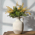 SIDUCAL Rustic Ceramic Farmhouse Flower Vase with 1 Handle-Height 8.43" Terracotta Vase, Unique Textured Pottery Flower Vases for Home Decor, Table, Wedding, Living Room, Shelf Decor, Speckled White