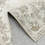 5x8 Area Rug Beige Washable Vintage Distressed Living Room Carpet Large Bedroom Indoor Neutral Medallion Floral Non Slip Retro Throw Floor Mat for Office Dining Room Kitchen Bathroom