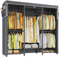 Raybee Clothes Rack with Cover,Portable Closet Heavy Duty,Metal Clothing Racks for Hanging Clothes Adjustable for Bedroom 66.5" Wx15.75 Dx74.8 H Black