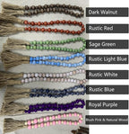Handcrafted Farmhouse Wooden Decorative Beads Garland, Table Tray Boho Wood Beads with Tassel, Small Rustic Antique Decor for Home and Events (Dark Walnut)