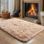 Small Area Rug, 2x3 Rug for Bedroom Shaggy Throw Rugs for Dorm Rug, Soft Shag Carpet for Kids Room, Plush Comfy Fluffy Bedside Rug for Home Decor Aesthetic, Camel