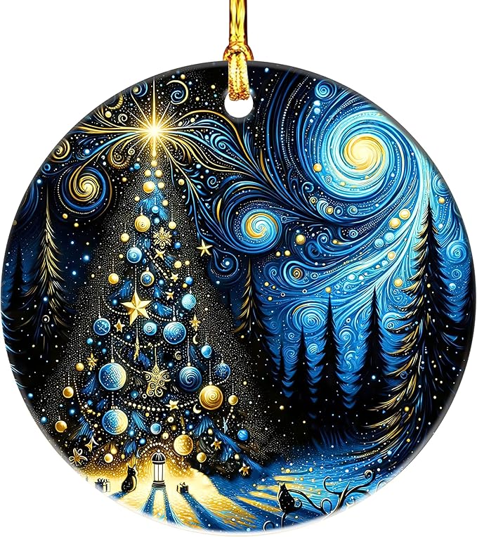 Jabihome Christmas Ornaments 2025, Exchange for Women, Men, Collectible Dated Year Ornaments for Tree, Unique Acrylic Suncatcher, Printed Stained Glass Effect Decor (Starry Tree)