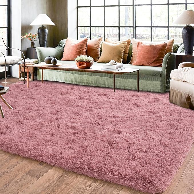 Rugs for Living Room 6x9, Soft Shaggy Modern Shag Area Rug for Bedroom, Upgrade Non-Slip Plush Fluffy Carpet for Kids Boys Girls Room Home Decor Aesthetic, Blush