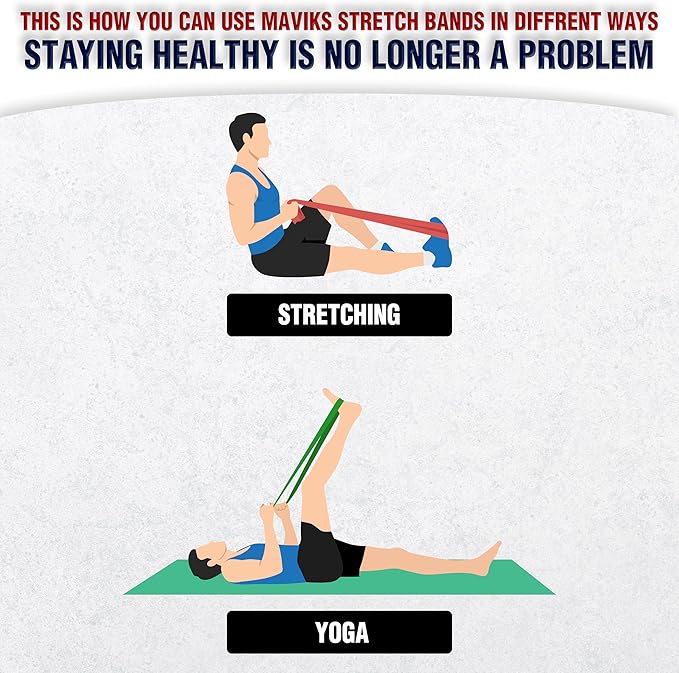 Exercise Resistance Bands for Working Out Set of 5 for Women and Men, Stretch Bands for Exercise, Physical Therapy, Arms Legs Workout, Stretching, Home Fitness
