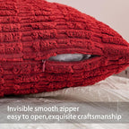 Aegero Pack of 2 Christmas Red Corduroy Decorative Throw Pillow Covers 24x24 Inch Soft Striped Pillow Covers Modern Farmhouse Home Decor for Sofa Living Room Couch Bed（Red）