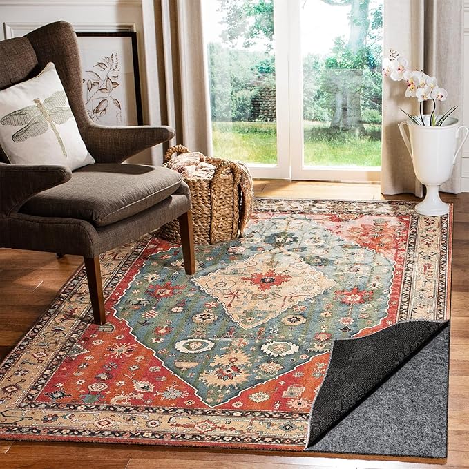 Waterproof Rug Pad, 3x5 ft Under Area Rug Carpet Pad, Non Slip Rug Pads for All Floors and Hardwood Floors Finishes, Keep Carpets in Place Soft and Prevent Rug from Wrinkling or Buckling