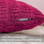 Aegero Pack of 2 Corduroy Decorative Throw Pillow Covers 24x24 Inch Soft Striped Pillow Covers Modern Farmhouse Home Decor for Sofa Living Room Couch Bed（Rose Red）