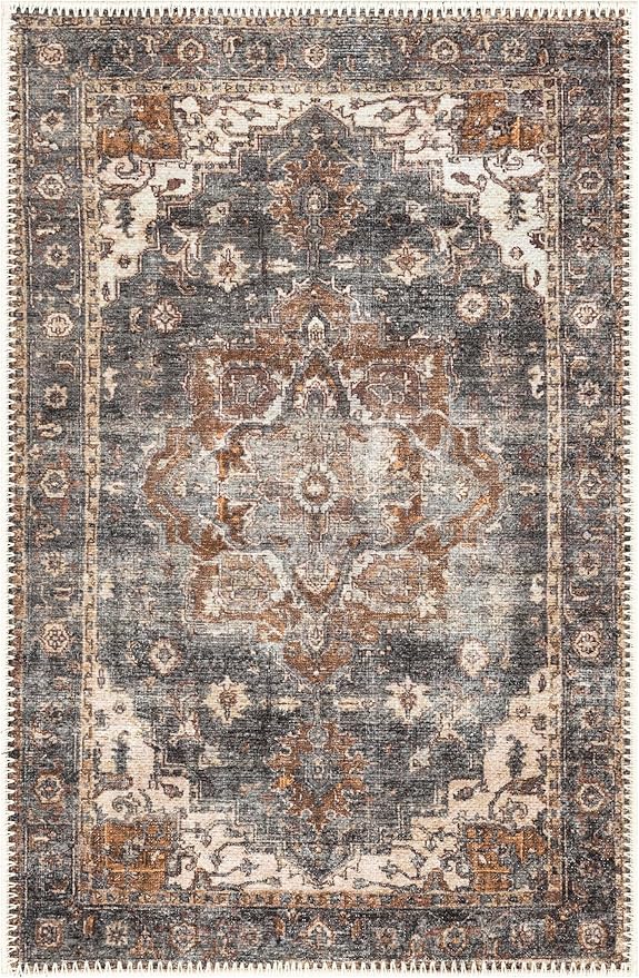 Keen Home Design 2x3 Rug - Machine Washable Entry Rug with Non-Slip Backing, Ideal for Enteryway, Kitchen, Bathroom, Laundry Room - Vintage, Easy Clean, Durable, Low Pile Rug - (2' x 3')