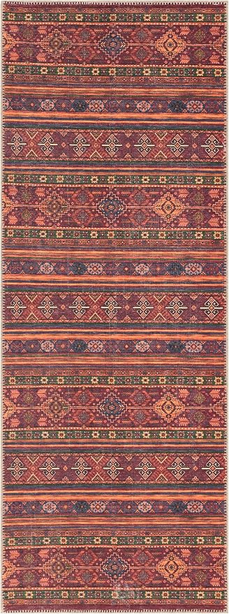 Keen Home Design 2x10 Rug - Machine Washable Runner with Non-Slip Backing, Ideal for Hallway, Entryway, Kitchen, Laundry Room - Vintage, Easy Clean, Durable, Low Pile Rug - (2'6" x 10')
