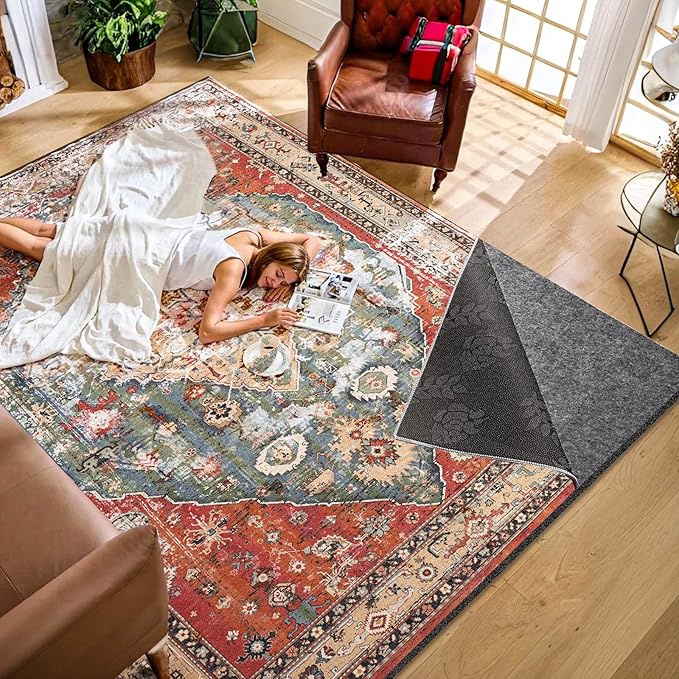 Waterproof Rug Pad, Thick 2x10 ft Under Area Rug Carpet Pad, Non Slip Rug Pads for All Floors and Hardwood Floors Finishes, Keep Carpets in Place Soft and Prevent Rug from Wrinkling or Buckling